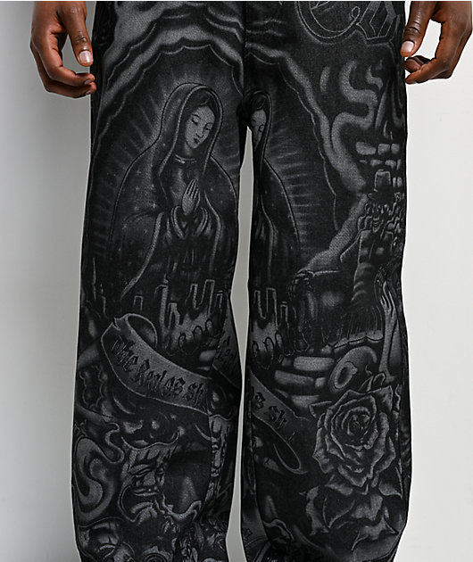 FB County Inked Up Black Baggy Denim Jeans | Zumiez