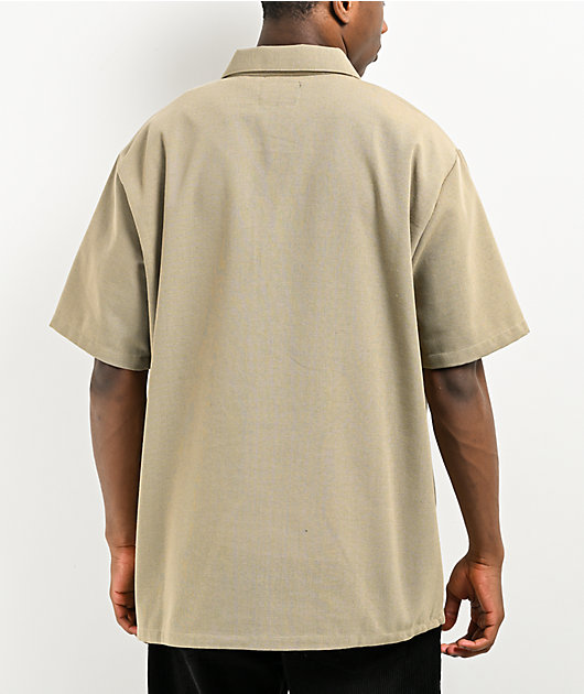 FB County Khaki Zip Short Sleeve Shirt