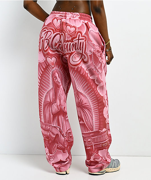 FB County Mi Amor Rhinestone Pink Sweatpants