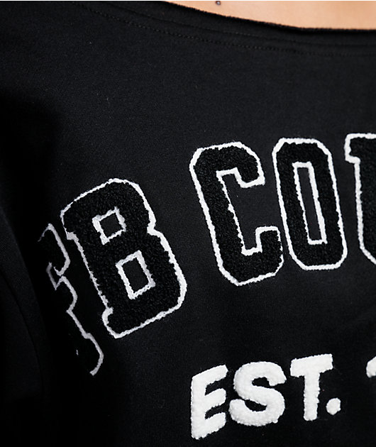 FB County Off Shoulder Black Crewneck Sweatshirt