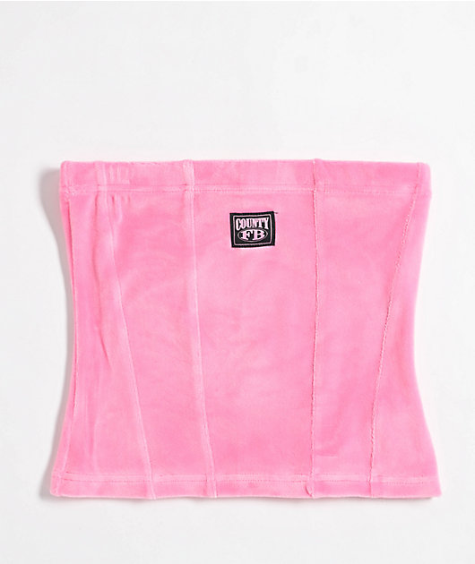 FB County Pink Velour Corset Tube Top