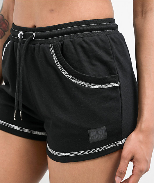 FB County Pop Stitch Black Sweat Shorts
