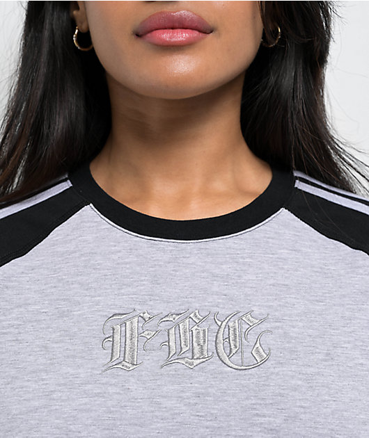 FB County Pop Stitch Grey & Black Boxy Crop T-Shirt