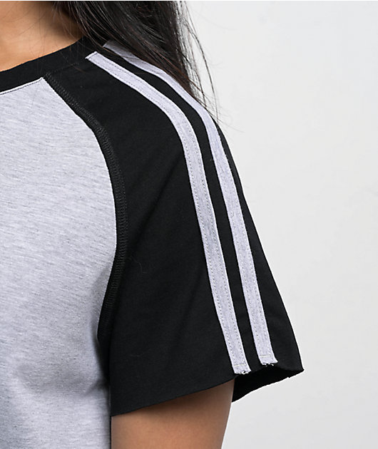 FB County Pop Stitch Grey & Black Boxy Crop T-Shirt