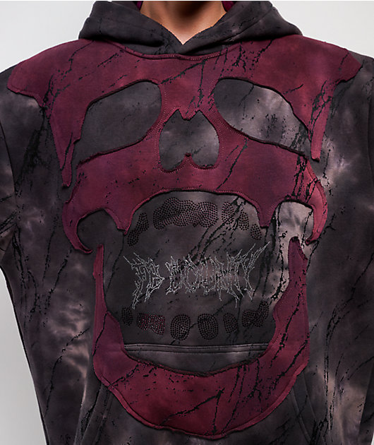 FB County Rhinestone Skull Black Wash Hoodie