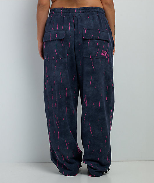 FB County Ripped Up Black Wash Sweatpants