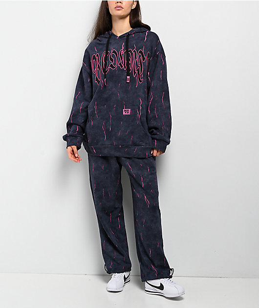FB County Ripped Up Black Wash Sweatpants