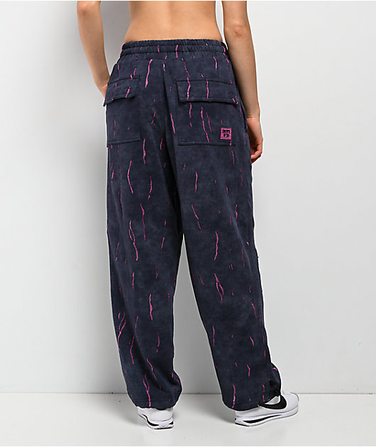 FB County Ripped Up Black Wash Sweatpants