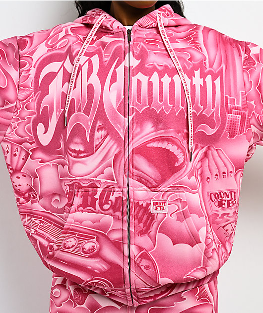 FB County Smile Now Cry Later Pink Zip Hoodie