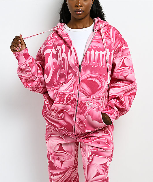 FB County Smile Now Cry Later Pink Zip Hoodie