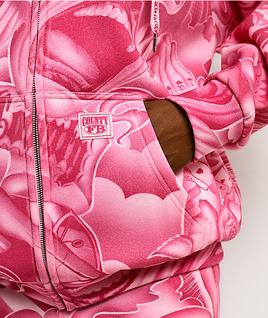 FB County Smile Now Cry Later Pink Zip Hoodie