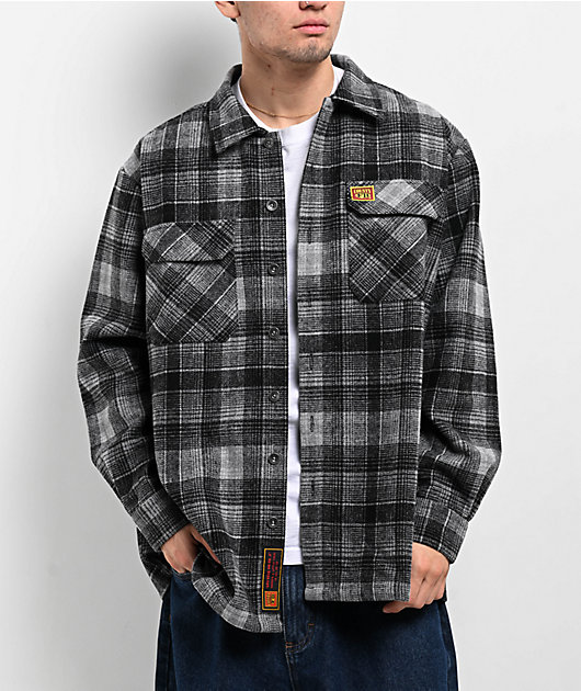 FB County Super Heavyweight Wool Black Grey Flannel Shirt