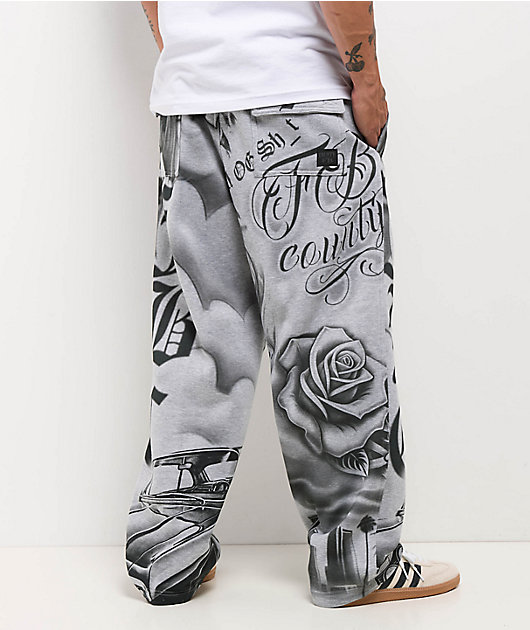 FB County Tatted Up Grey Loose Fit Sweatpants