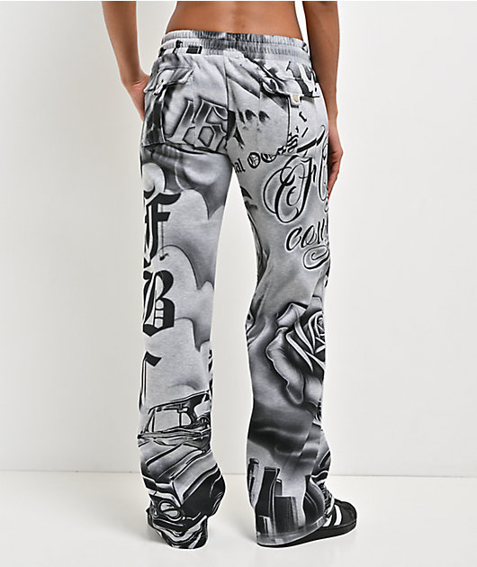 FB County Tatted Up Grey Straight Leg Sweatpants