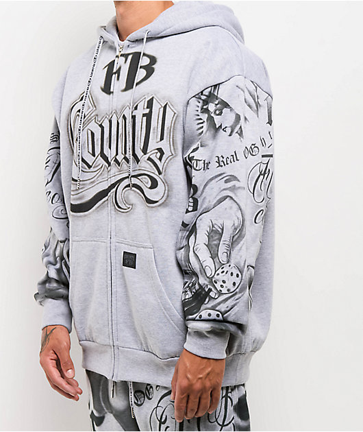 FB County Tatted Up Grey Zip Hoodie
