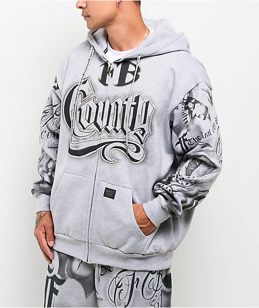 f*.様 philme damage zipper hoodie Big and Tall - Dropped Shoulder 2-Fer Dystopian Hoodie