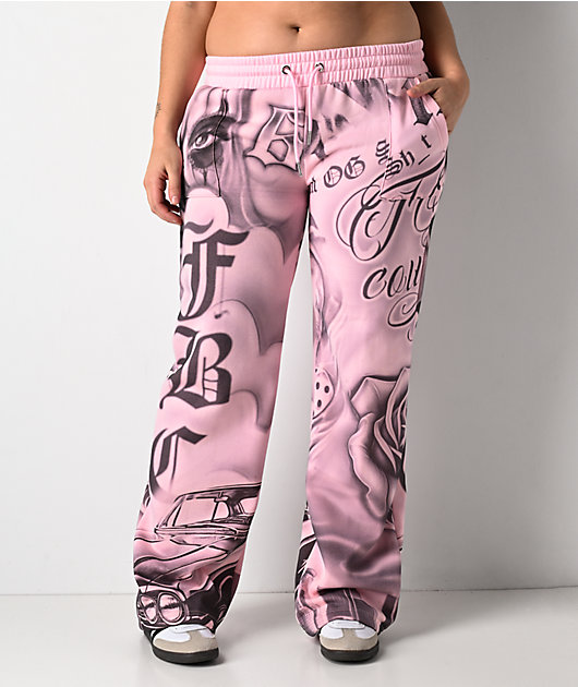 FB County Tatted Up Pink Straight Leg Sweatpants