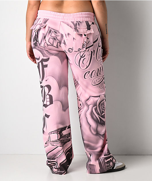 FB County Tatted Up Pink Straight Leg Sweatpants
