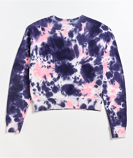 FILA Ashley Navy & Pink Tie Dye Crew Neck Sweatshirt