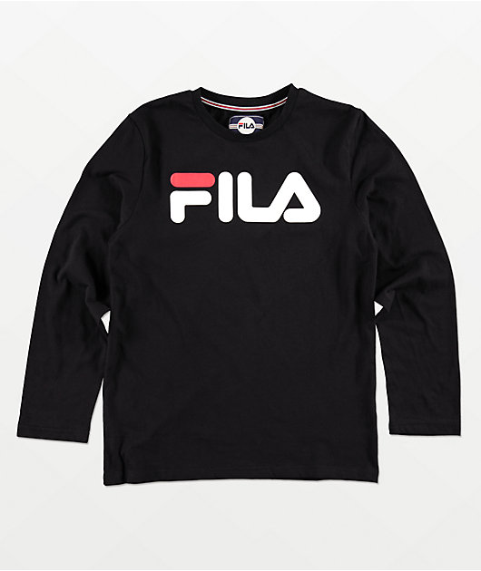 Regreso modo pavimento FILA Classic Logo camiseta negra de manga larga para niños