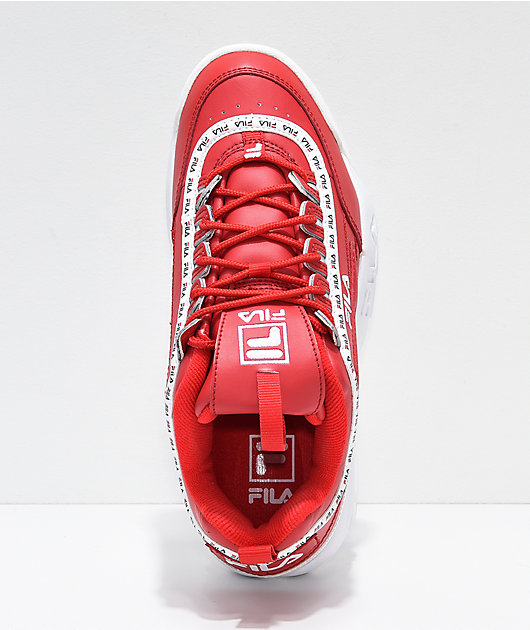 FILA Disruptor II Logo Taping Red Shoes 