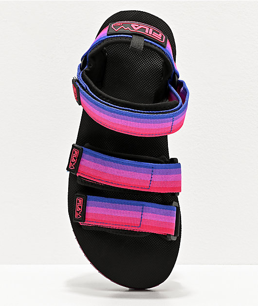 FILA Drifter Mountain Black, Pink & Purple Sandals