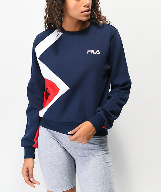 FILA Navy, Red Crewneck Sweatshirt