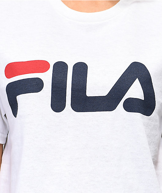 tiran Gladys studie FILA Logo White Crop T-Shirt
