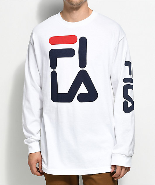 FILA Logo White Long Sleeve T-Shirt 