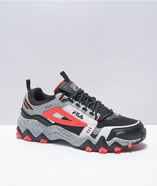 FILA Oakmont Trail Black Fiery Coral Shoes Zumiez