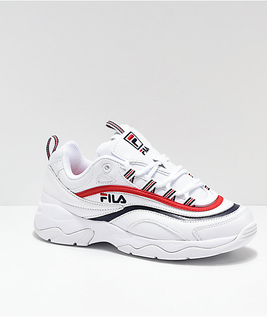 Fila red 2025 blue white shoes