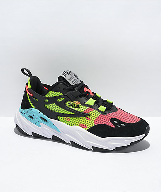 fila ray tracer black and pink trainers