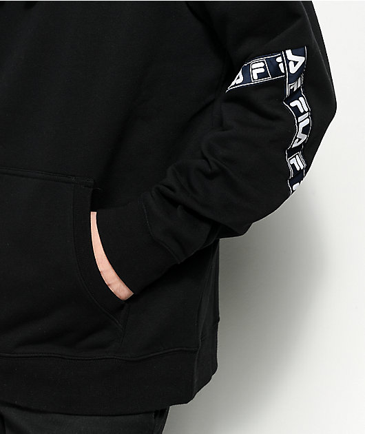 Fila tag fleece black & white hoodie Clearance