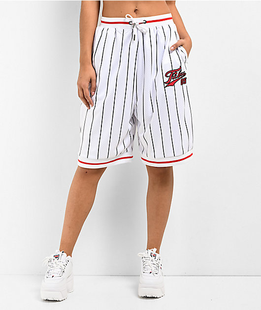 FUBU Varsity Pinstripe White Mesh Shorts | Zumiez