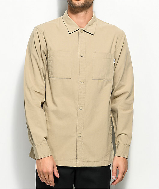 Fairplay Caldera Tan Button Up Long Sleeve Shirt Zumi