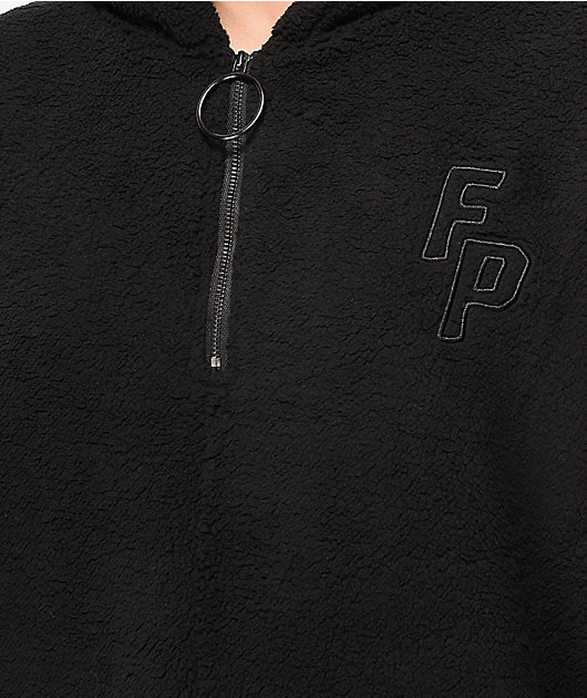 Fairplay Black Sherpa Half-Zip Hoodie