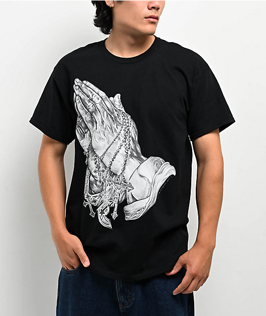 Famous Stars & Straps Praying Hands Black T-Shirt | Zumiez