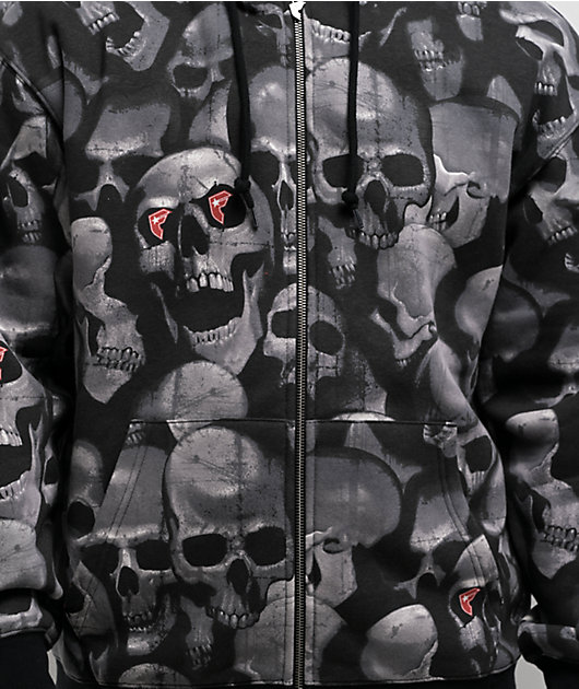 Famous Stars & Straps Skulls Black Zip Hoodie