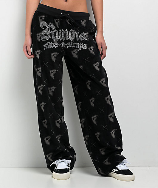 Famous Stars & Straps Thuggish Black Velour Track Pants