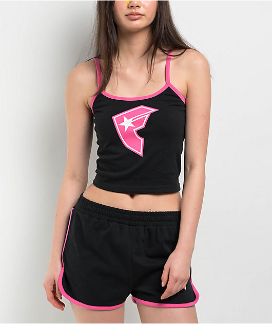 Famous Stars & Straps BOH Black & Pink Ringer Crop Tank Top | Zumiez