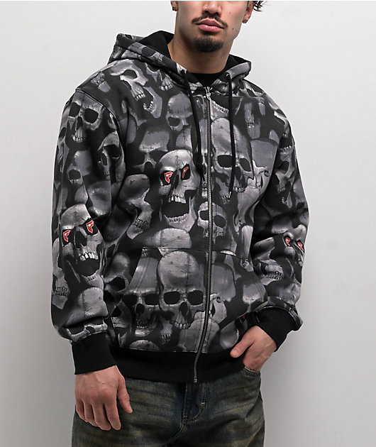 さらに100円引き◆ISTKUNST◆STAR SKULL HOOD ZIP UP Famous Stars & Straps Skulls Black Zip Hoodie | Zumiez