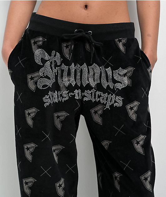 Famous Stars & Straps Thuggish Black Velour Track Pants | Zumiez