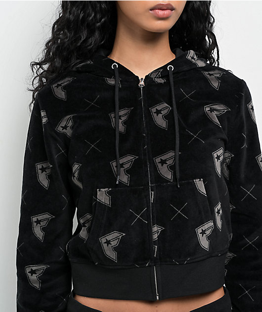 Famous Stars & Straps Thuggish Black Velour Zip Hoodie | Zumiez