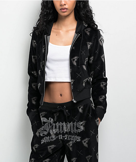 Famous Stars & Straps Thuggish Black Velour Zip Hoodie | Zumiez