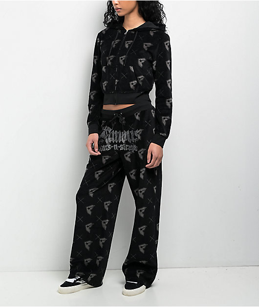 Famous Stars & Straps Thuggish Black Velour Zip Hoodie | Zumiez