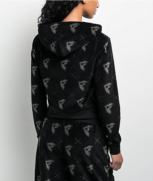 Famous Stars & Straps Thuggish Black Velour Zip Hoodie | Zumiez
