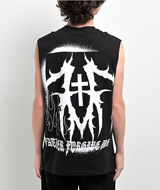 Father Forgive Me Skull Black Tank Top