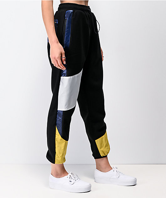 yellow black and white joggers