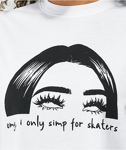 Femmemute Skater Simp White Crop T-Shirt