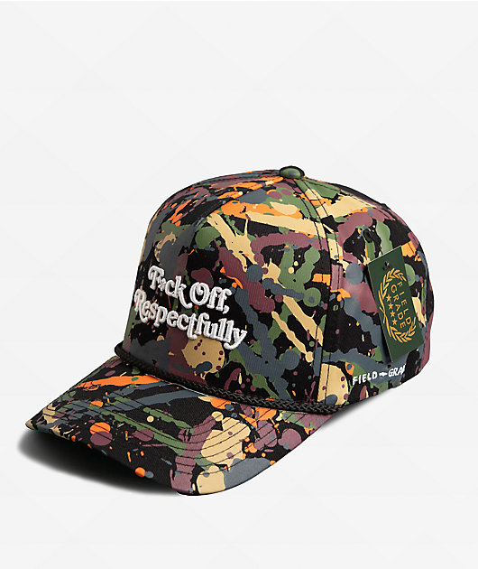 Field Grade Respectfully Autumn Splatter & Black Snapback Hat | Zumiez